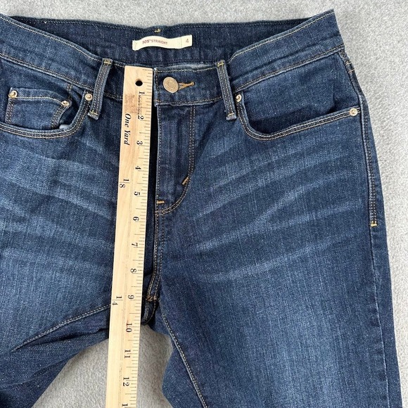 Levi 505 Straight Jeans Dark Wash Womens 4 Whiskering Cowboy Western Rodeo - Picture 4 of 9